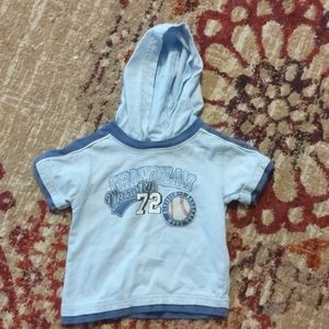 Hooded baseball short sleeve shirt